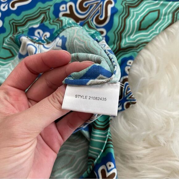 Tory Burch Teal Blue Green Regal Design Round Neck Sheath Dress XS - Picture 7 of 7